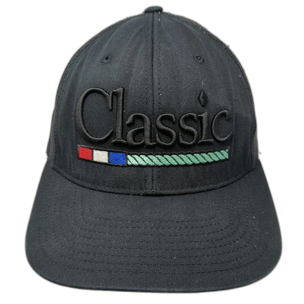 Richardson Trucker Hat Black One Size Classic Logo Mesh Back Snapback Cap